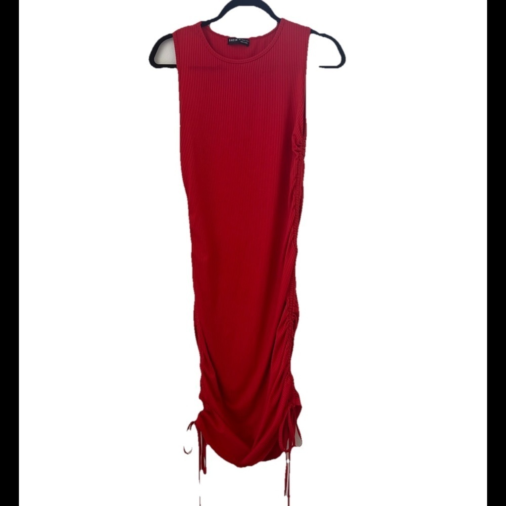 SHEIN Ribbed midi Dress Red Size Large (0486)‎
